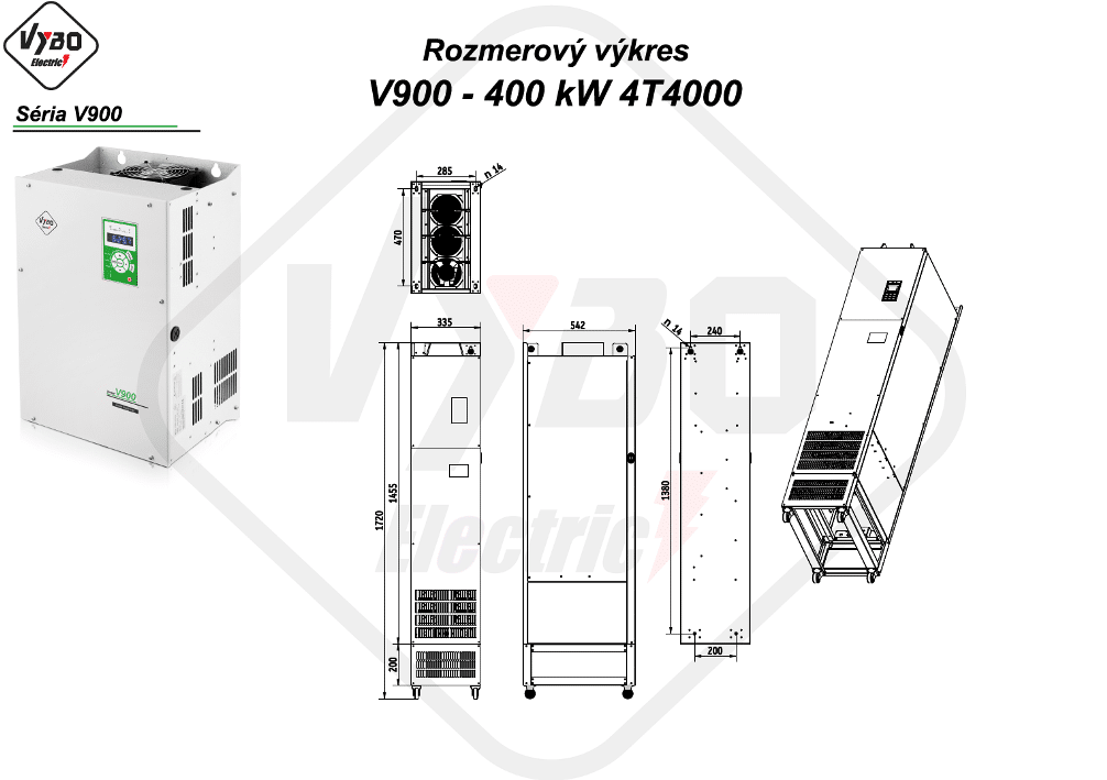 rozmerový výkres frekvenčný menič V900 4T4000